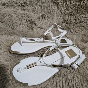 Dolce Vita Elegant Light Cream Golden Trim Sandals Sz 6